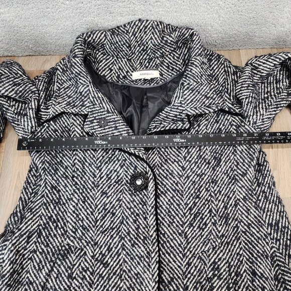 Hawke & Co Women's Size 14 Black White Herringbone Wool Blend Snap Jacket Coat - Picture 11 of 13